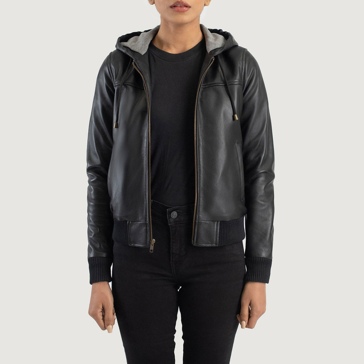
Rebella Hooded レザーボンバージャケット レディース – alternate product view 1