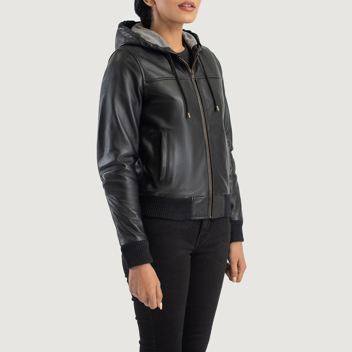 
Rebella Hooded レザーボンバージャケット レディース – alternate product view 2