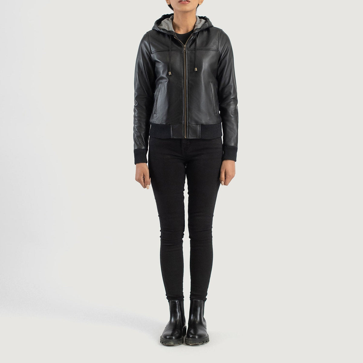 
Rebella Hooded レザーボンバージャケット レディース – alternate product view 3