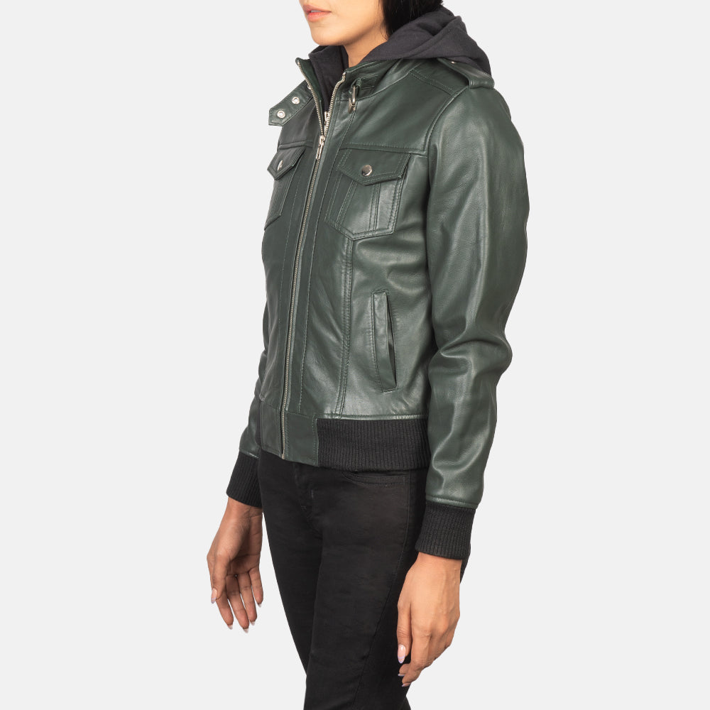
Roslyn Hooded レザーボンバージャケット レディース – alternate product view 2