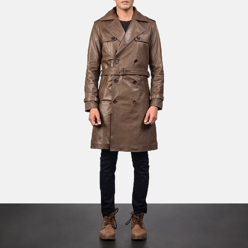 Royson ブラウン Leather Duster レザーコート メンズ