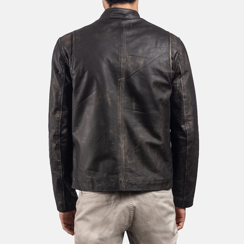 Rustic レザーライダースジャケット メンズ – alternate product view 5