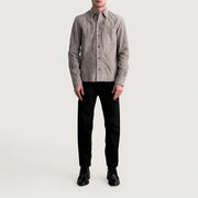 
クローズアップ詳細 of Shirt & Buttons Hardware on Scout グレー Suede Leather Shirt メンズ