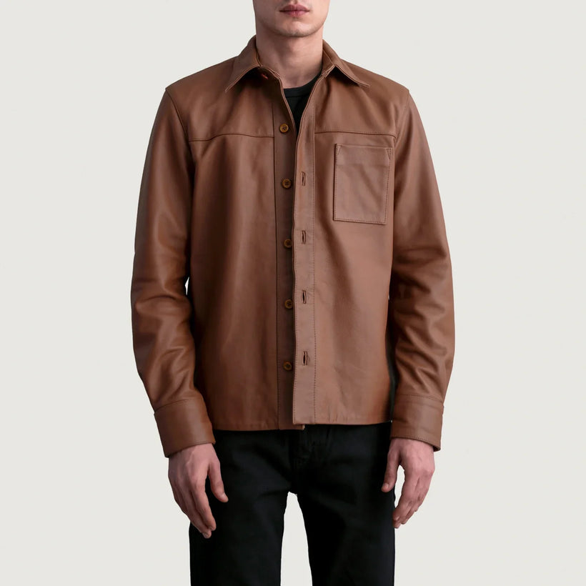 Scout Matte ブラウン Leather Shirt メンズ