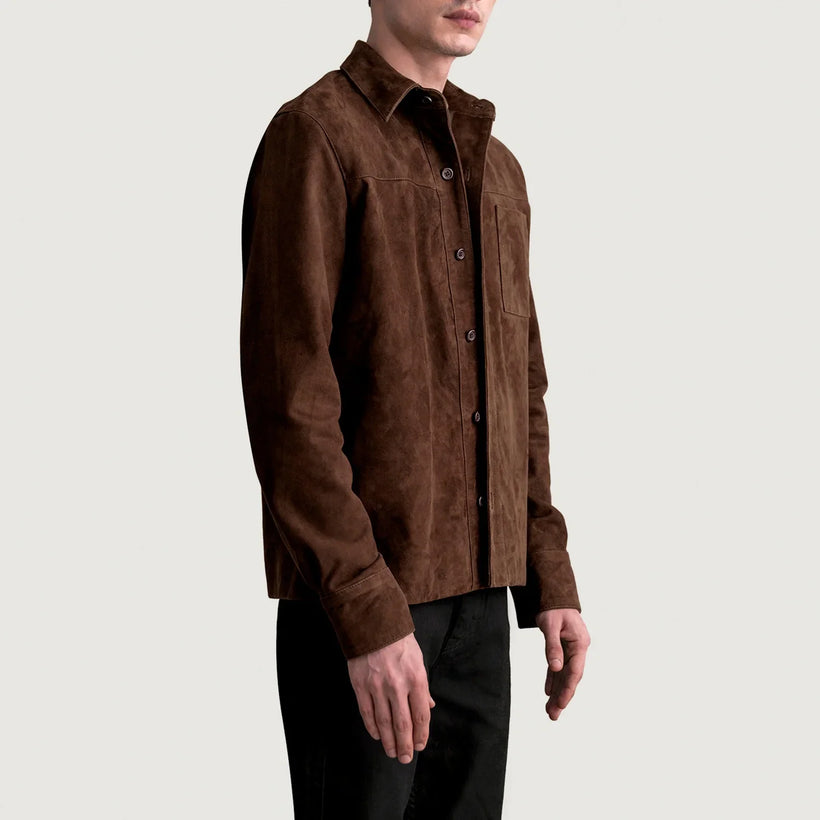 Scout Mocha Suede Leather Shirt メンズ