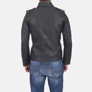 Sergeant ブラック レザージャケット メンズ - Lateral Side Profile View Showing Sleeve Cut &amp; Athletic Taper Fit