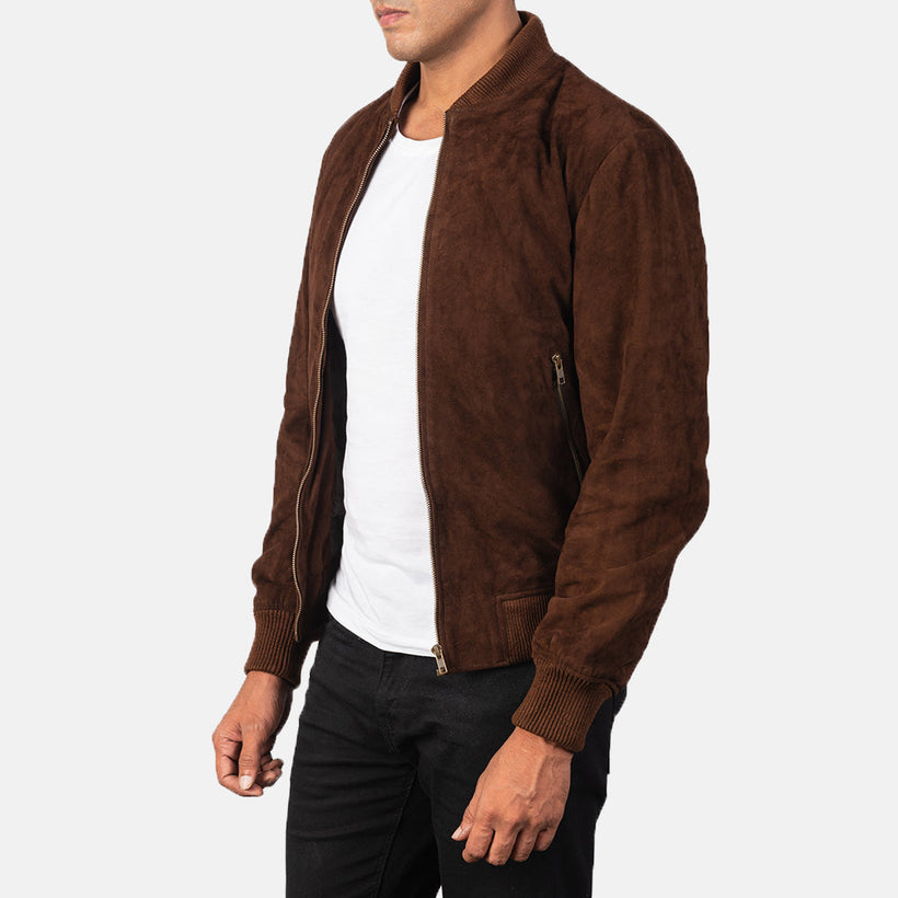 Shane モカ Suede レザーボンバージャケット メンズ