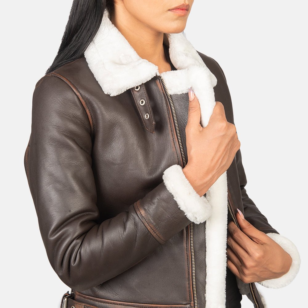 
Sherilyn B-3 ブラック レザーボンバージャケット レディース – alternate product view 6