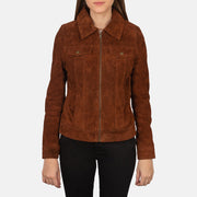 
Brown Goatskin suede Jacket - 美しい肩のラインと裾の仕立てが際立つ背面ビュー