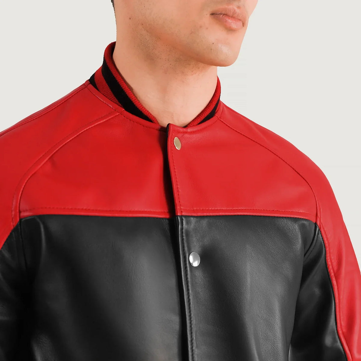 Terrance ブラック Varsity レザージャケット メンズ – alternate product view 3