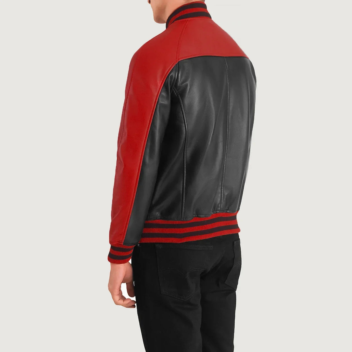 Terrance ブラック Varsity レザージャケット メンズ – alternate product view 4