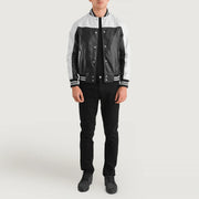 Terrance ブラック Varsity レザージャケット メンズ – alternate product view 3