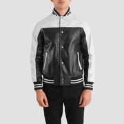 Terrance ブラック Varsity レザージャケット メンズ – alternate product view 4