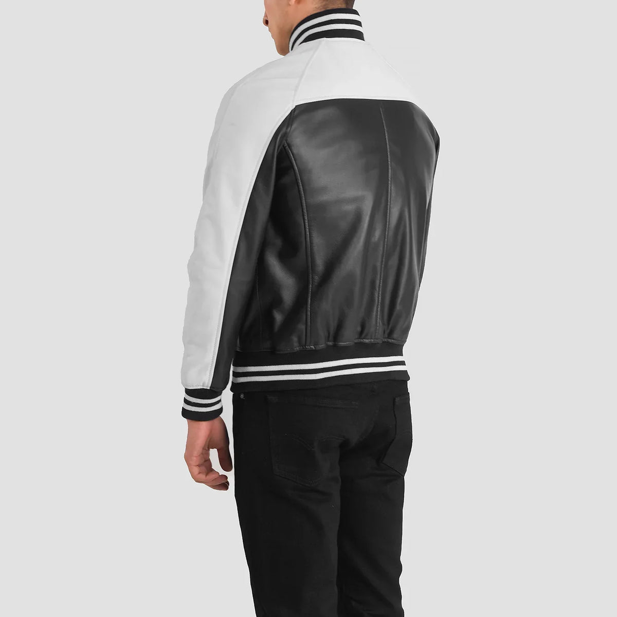 Terrance ブラック Varsity レザージャケット メンズ – alternate product view 5