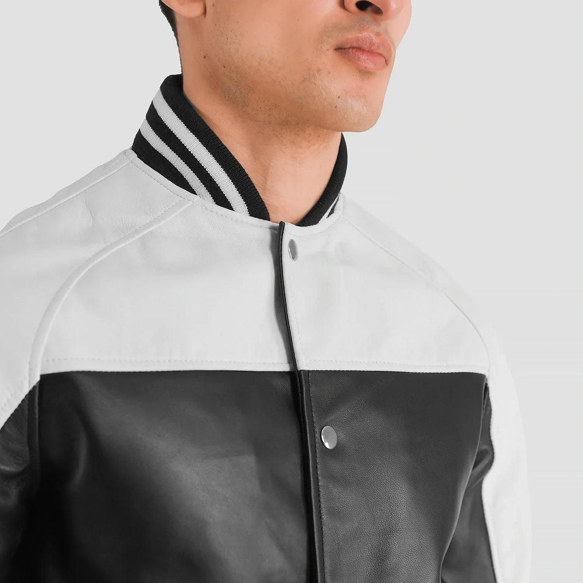 Terrance ブラック Varsity レザージャケット メンズ – alternate product view 6