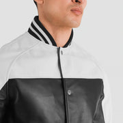 Terrance ブラック Varsity レザージャケット メンズ – alternate product view 6