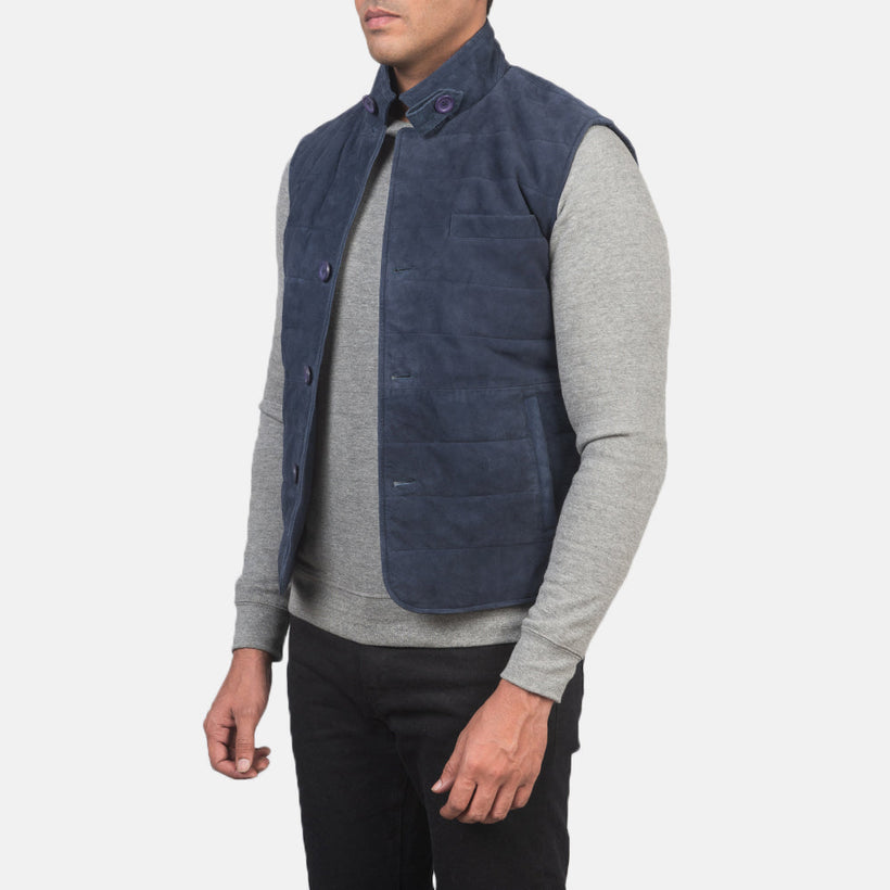 Tony ブルー Suede Vest メンズ
