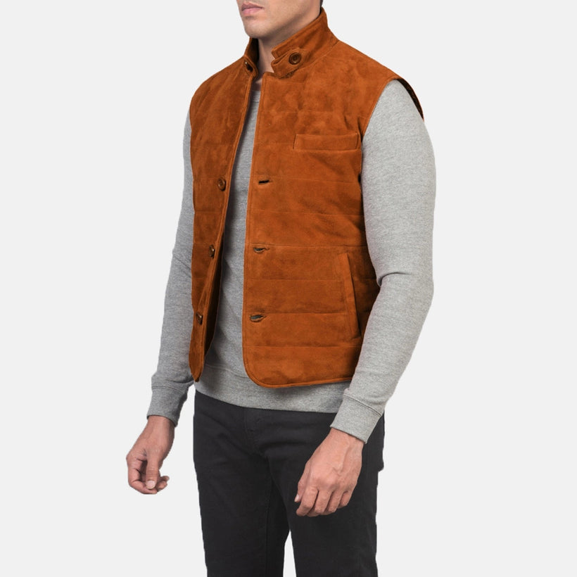 Tony ブラウン Suede Vest メンズ