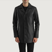 
Urban Slate ブラック レザーコート メンズ in Black Cowhide (Lt-071) Leather - 正面スタイル＆テーラードシルエット | 公式オンライン通販
