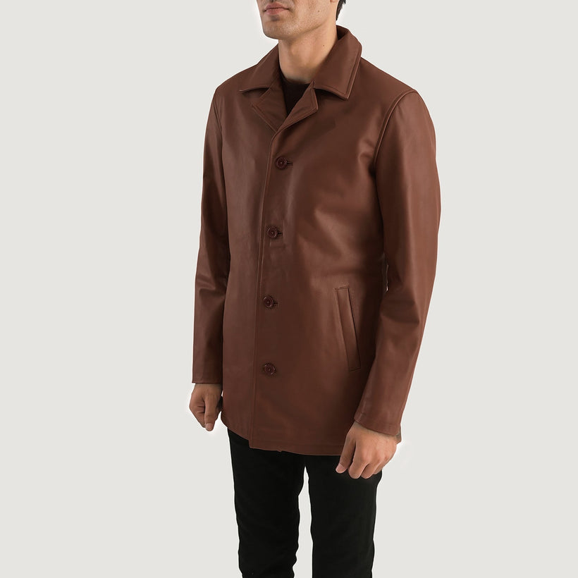 Urban Slate ブラウン レザーコート メンズ
