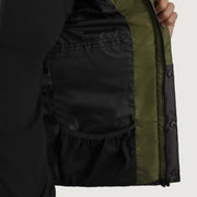 
Black + Green Full-Grain Leather Hooded Jacket - 美しい肩のラインと裾の仕立てが際立つ背面ビュー