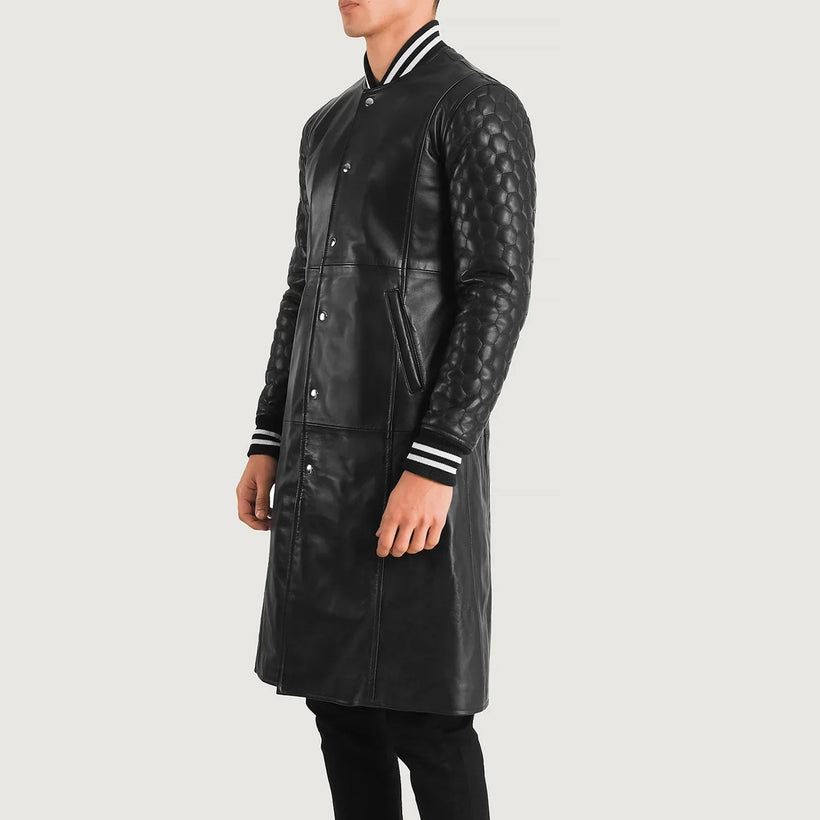 Wilde ブラック Leather Varsity レザーコート メンズ