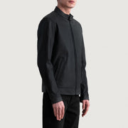 
Matte Black Cowhide Leather Biker Jacket - 美しい肩のラインと裾の仕立てが際立つ背面ビュー